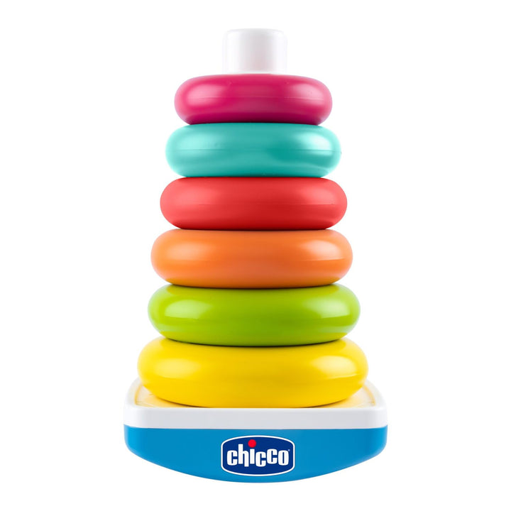 Chicco Baby-Stapelring & Ringpyramide, Steckturm, Spiel mit schwingendem Unterteil und 6 stapelbaren
