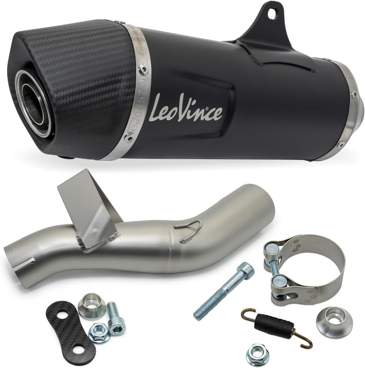 Endschalldämpfer/Auspuffanlage LeoVince SLIP-ON SBK, Edelstahl schwarz, Carbon Kappe, mit Zulassung