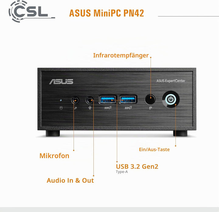 Mini PC ASUS PN42 mit Windows 11 Pro, Intel N200 4X 3700 MHz Turbotakt, 1000 GB M.2 SSD, 32 GB DDR4-