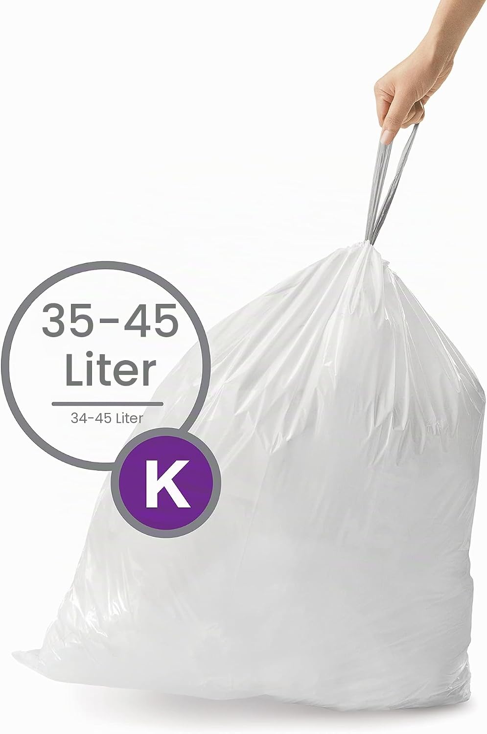 simplehuman CW0260 Code K passgenaue Müllbeutel, 30-45 Liter, 3 x Packung mit 20 (60 Stück), weisser
