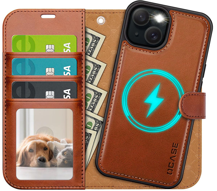 OCASE Kompatibel für iPhone 13 Hülle(2in1) Leder Stossfestes Case, Abnehmbare magnetische, Mit Hands