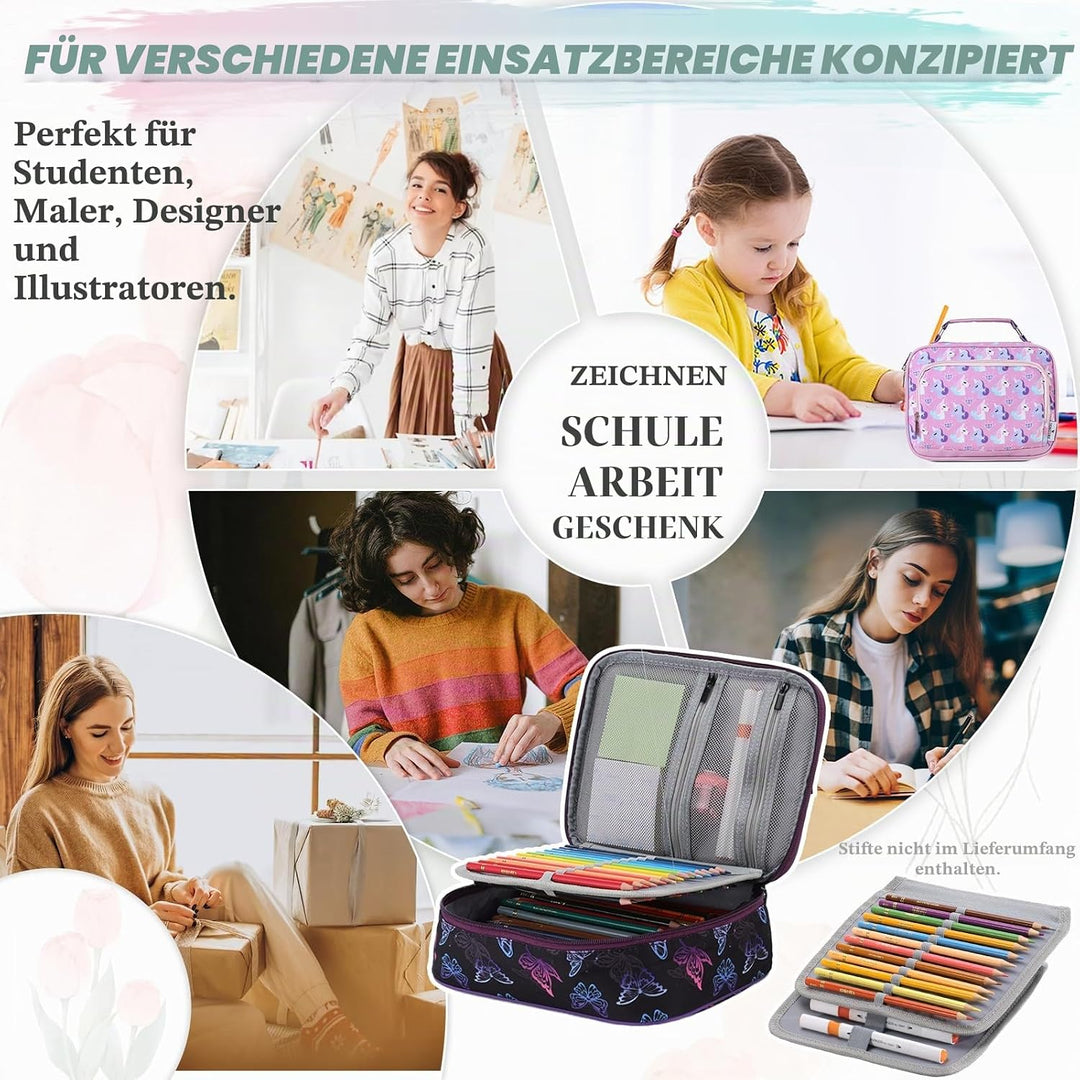 VX VONXURY Federmäppchen gross, 54 Schlaufen, 2 Einsätze für Schule | 2 herausnehmbare Einsätze, ela