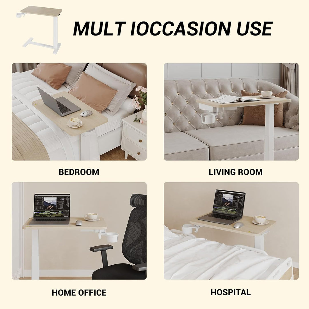 Beistelltisch,Sofatisch Mit Rollen,c-Form,Mobiler Kaffeetisch 68.58 * 40.64 * 65cm,Betttisch Höhenve