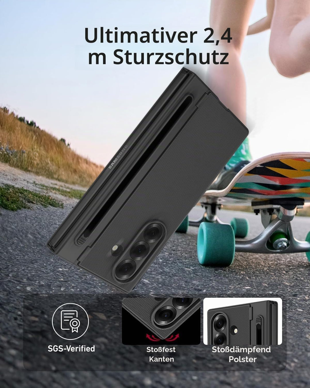 Miimall Kompatibel mit Samsung Galaxy Z Fold 5 Hülle mit S-Pen &amp; Stifthalter, [HD Displayschutz] Ult