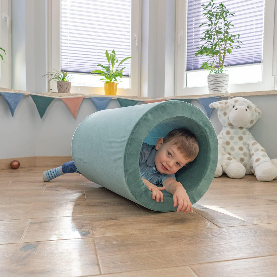 KiddyMoon Spielplatz Velvet Aus Schaumstoff Für Babys Spielbad Hindernisläufen, Fass/Puff/Puff, Wald