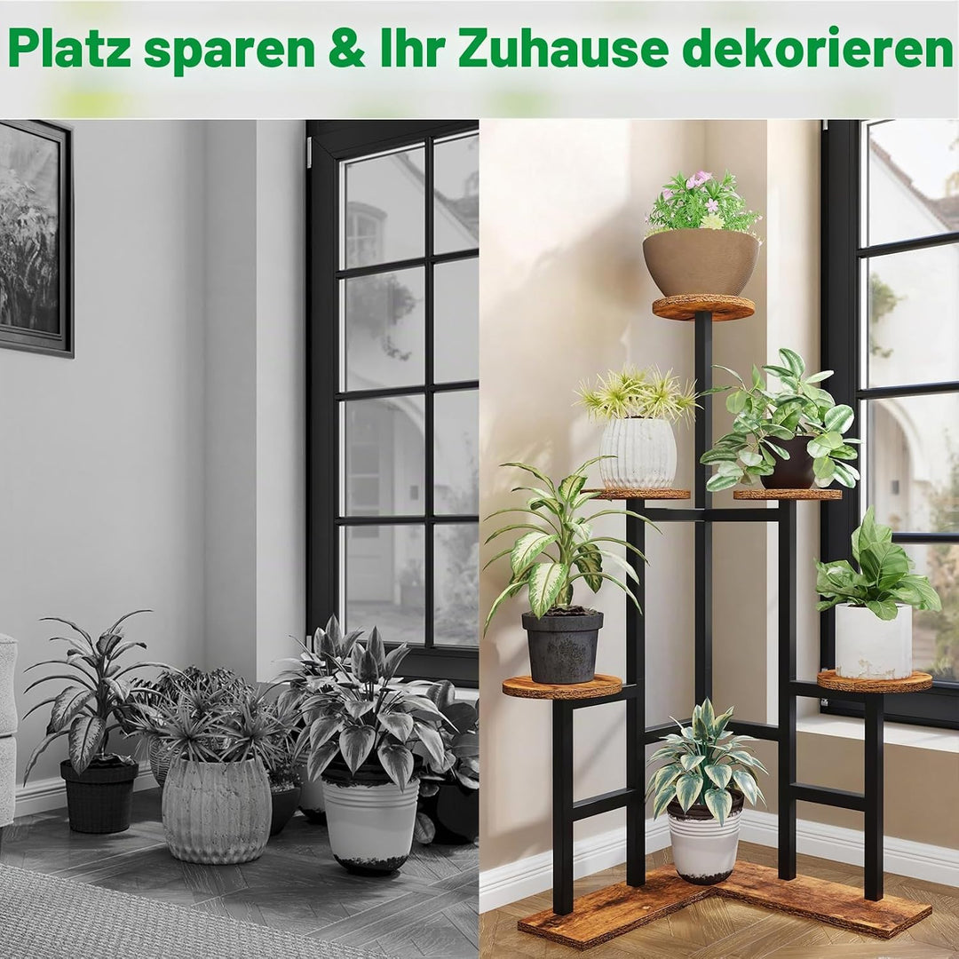IBUYKE 4 Etagen Holz Pflanzenständer Blumenständer, 108cm Hoch Blumenregal Pflanzenregal für Mehrere