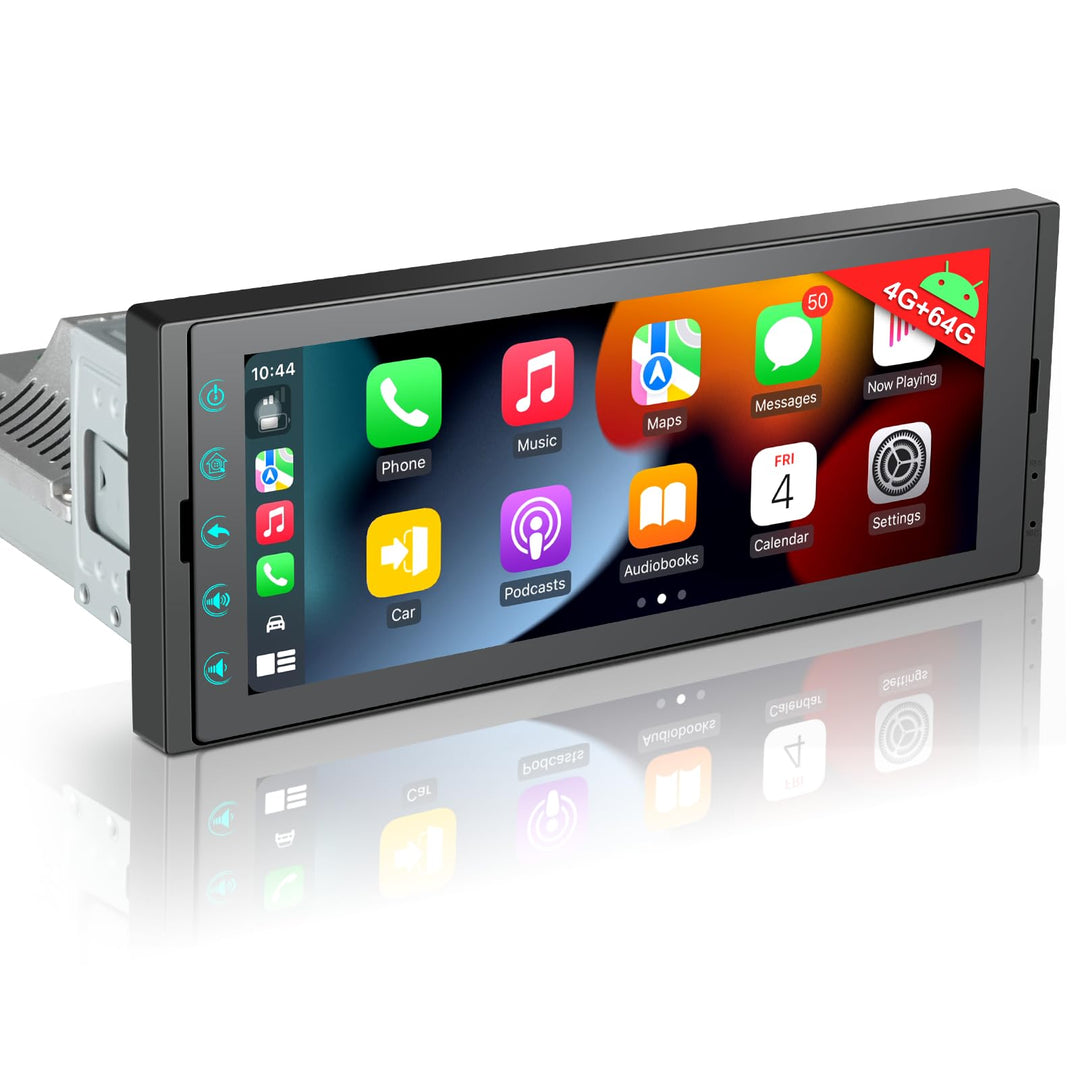 LEROAADZ 1 Din Car Radio Android Autoradio mit Bildschirm, 4GB+64GB Wireless Android Auto & Apple Ca