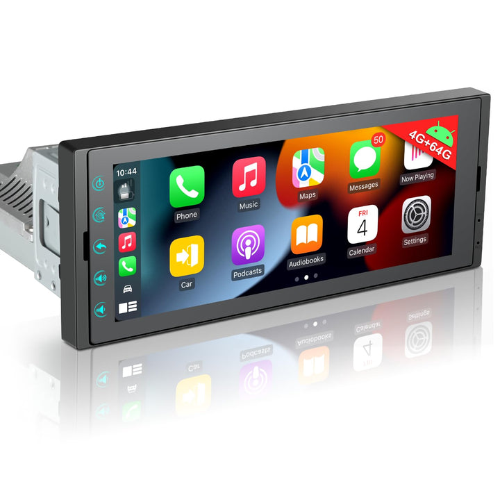 LEROAADZ 1 Din Car Radio Android Autoradio mit Bildschirm, 4GB+64GB Wireless Android Auto & Apple Ca