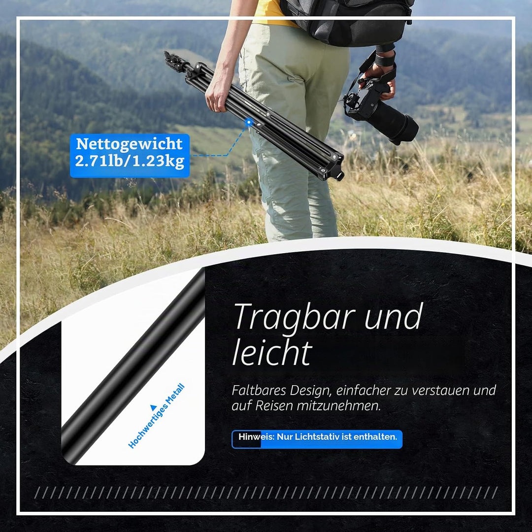 Neewer Fotografie-Lichtstativ, 3-6.6ft/92-200cm verstellbarer stabiler Stativständer für Reflektoren