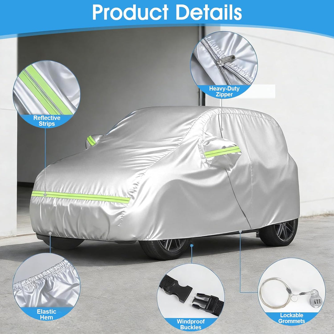 Autoabdeckung für Smart Fortwo W451 W453 2016-2024, wasserdichte Winter Atmungsaktiv Vollgarage Auto