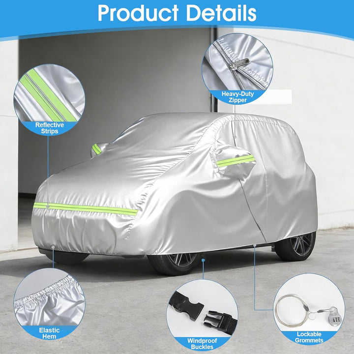 Autoabdeckung für Smart Fortwo W451 W453 2016-2024, wasserdichte Winter Atmungsaktiv Vollgarage Auto
