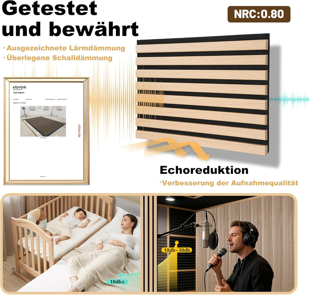3D Akustikpaneele 120 x 60 x 2,2 cm, Holz Optik Paneele, Wandpaneele in Holzoptik als Schallabsorber