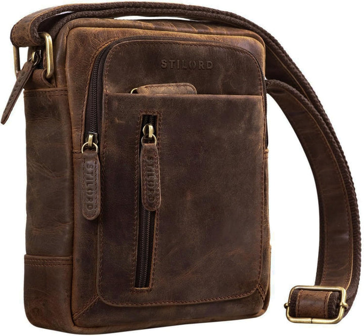 STILORD 'Jamie' Herren Ledertasche - Perfekt für Reisen & Alltag - Kleine Vintage Messenger Bag für