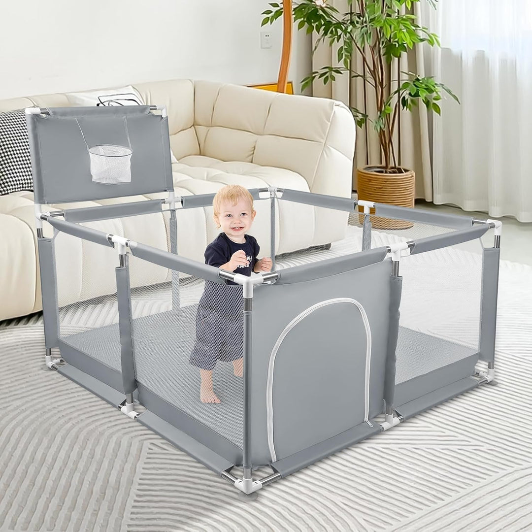 Laufstall Baby,Laufgitter mit atmungsaktivem Netz, sichere Spielecke, Oxford-Gewebe, Playpen, kinder