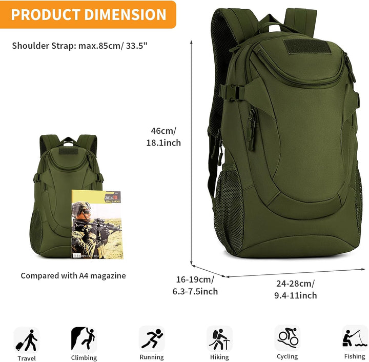 VINBAGGE Rucksack Molle Taktische Motorrad Wanderrucksack Outdoor Wasserdicht Trekkingrucksack 25L C