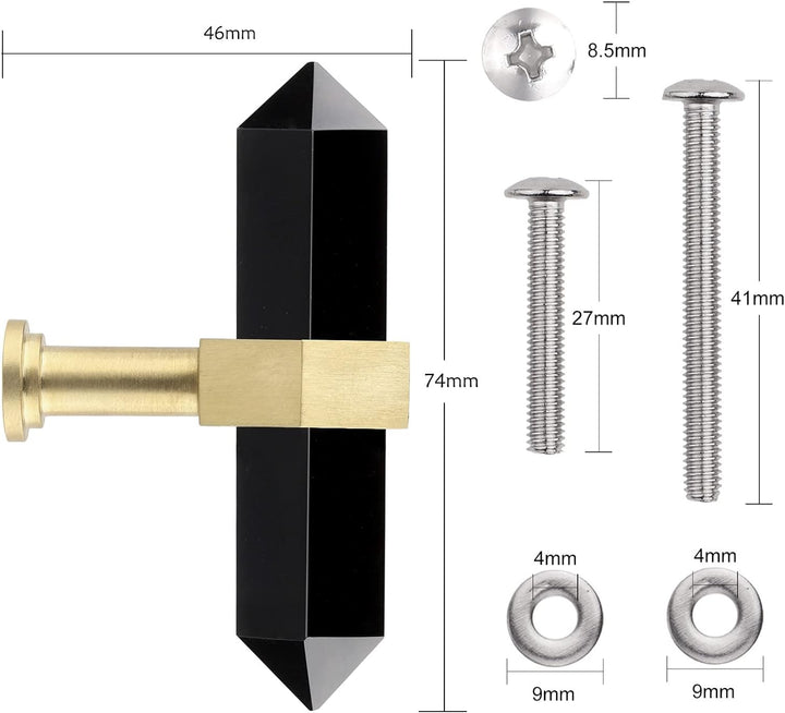 mookaitedecor Satz von 2 Obsidian Sechseck Double Kristall Punkte Schublade Knöpfe mit Schrauben, Cr