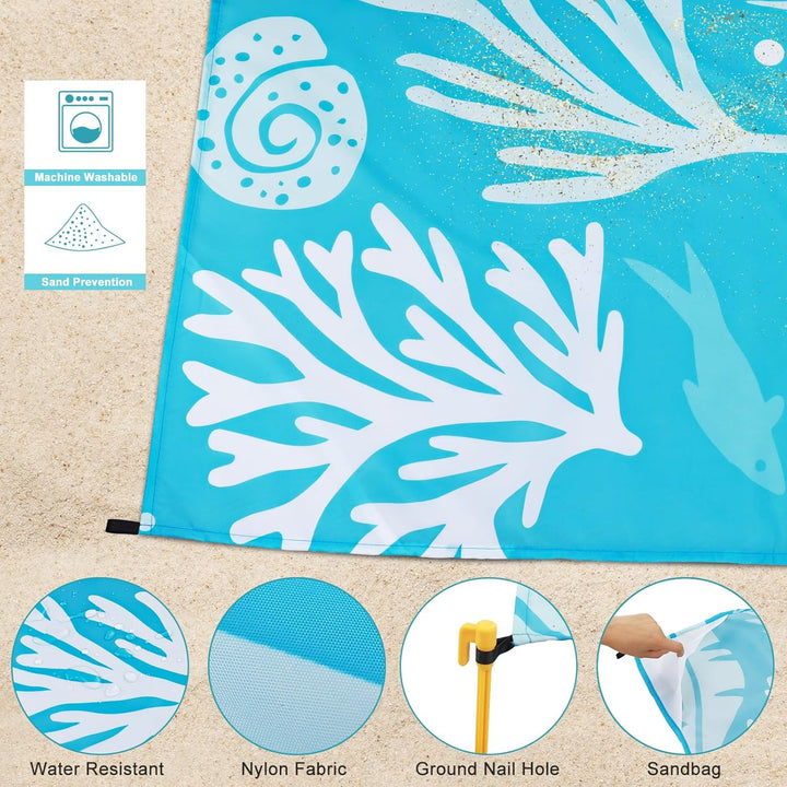 Stranddecke sandfrei 210x200cm, Picknickdecke wasserdicht bequemes 210D-Nylon, Faltbar Strandmatte S