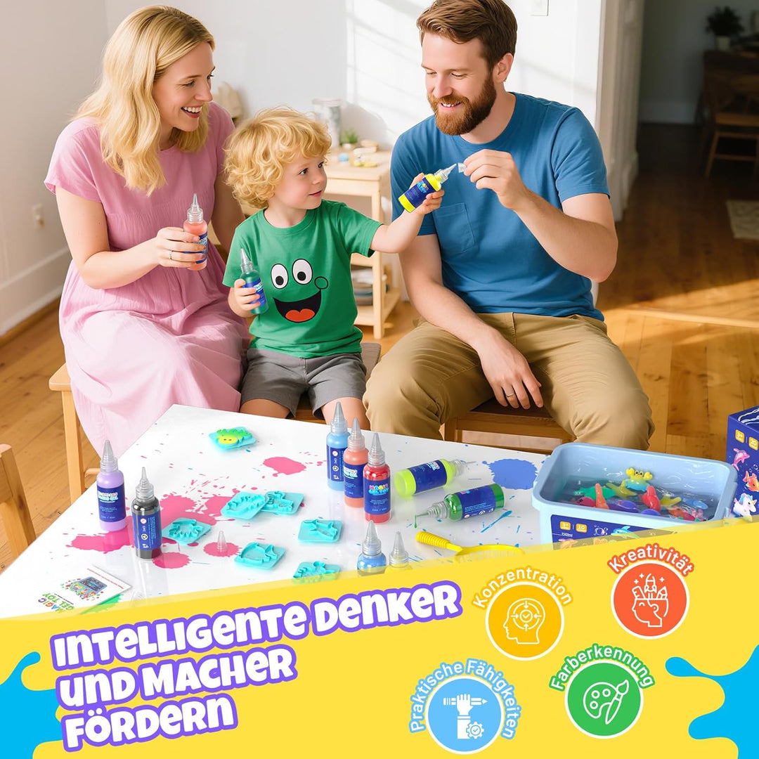 Hot Bee Wassergel Bastelset für Kinder 3-8 Jahre, Squishy selber machen Set mit 10 Gel-Flaschen & 8
