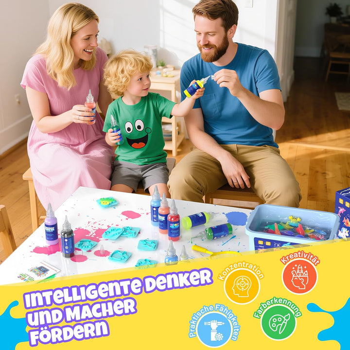 Hot Bee Wassergel Bastelset für Kinder 3-8 Jahre, Squishy selber machen Set mit 10 Gel-Flaschen & 8