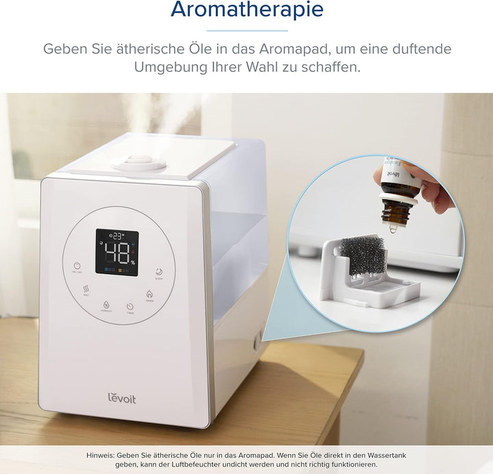 LEVOIT Luftbefeuchter, Smart 6L Top-Fill Warmer/Kalter Nebel mit Alexa/APP Steuerung, Schlafmodus, T