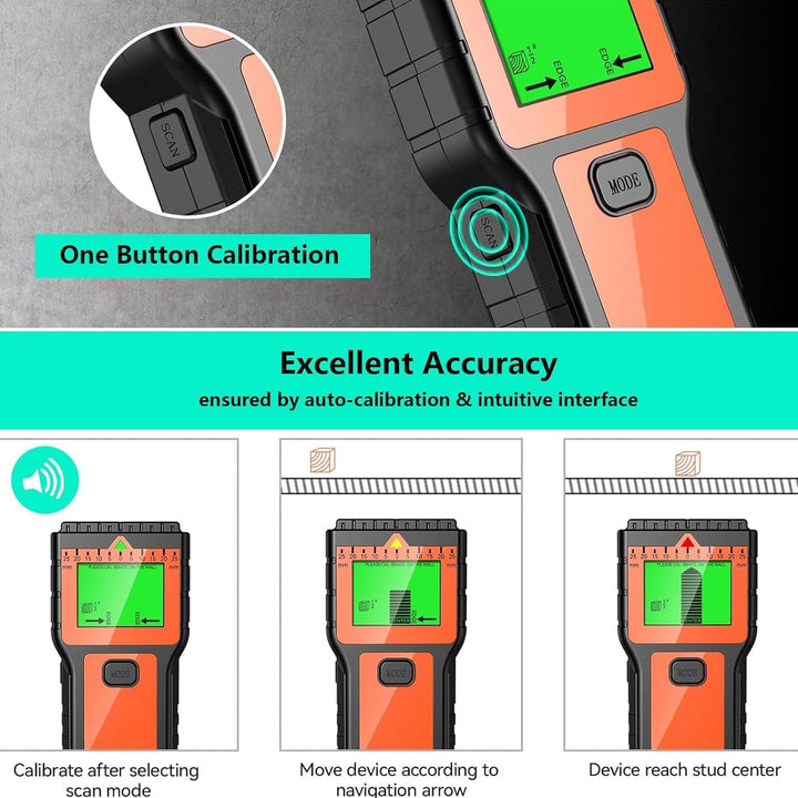 Leitungsfinder - Multifunktionaler Stud Finder mit LCD-Display & Audio-Alarm, Kabel- und Metallsuche