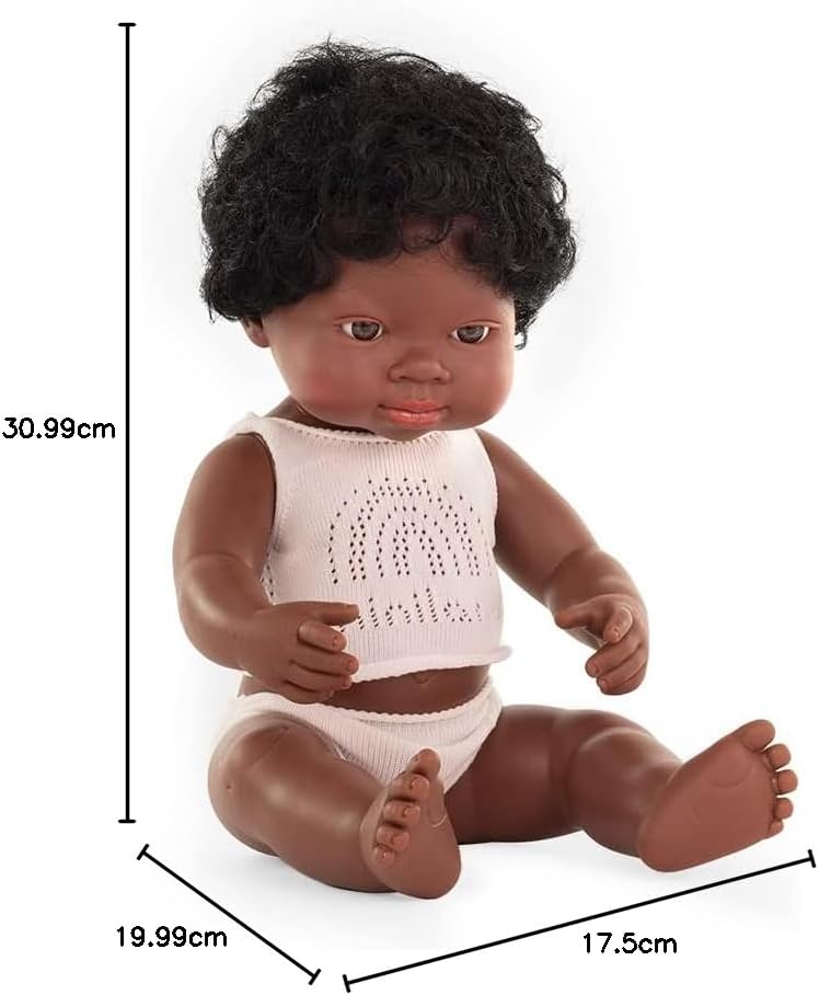 Miniland 31153 - Baby (afrikanischer Junge) 40 cm AFRIKANISCHER JUNGE 38cm, AFRIKANISCHER JUNGE 38cm