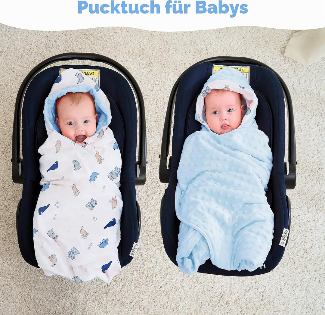 Baby Einschlagdecke 100% Baumwolle, Universal Einschlagdecke Babyschale 90 x 90cm, Herbst-Winter-Bab