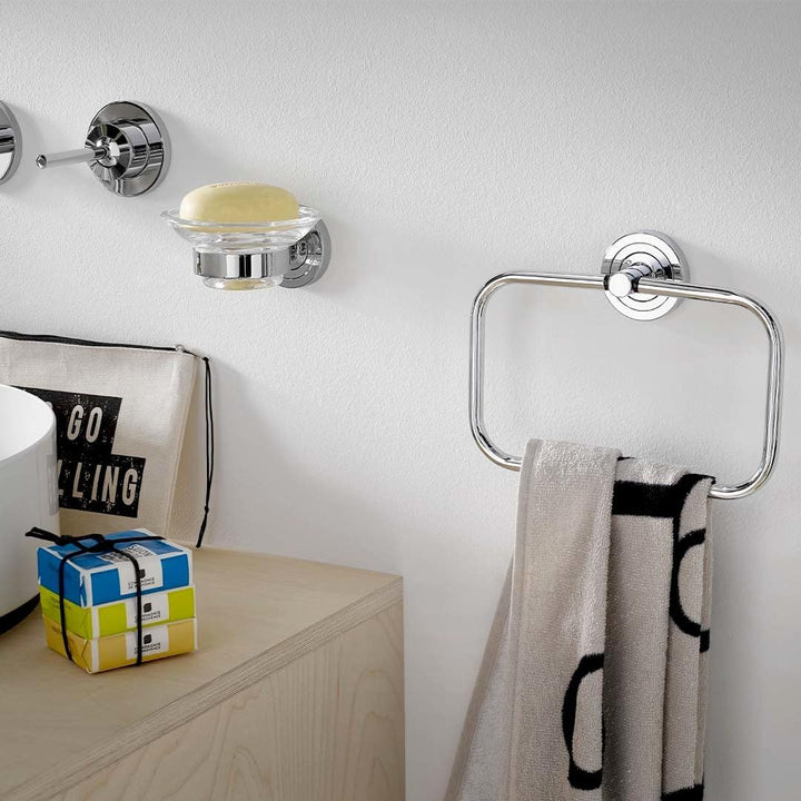 Emco Polo Glashalter mit 1 Glas, eleganter Zahnbürstenhalter zur Wandmontage, hochwertiger Zahnputzb