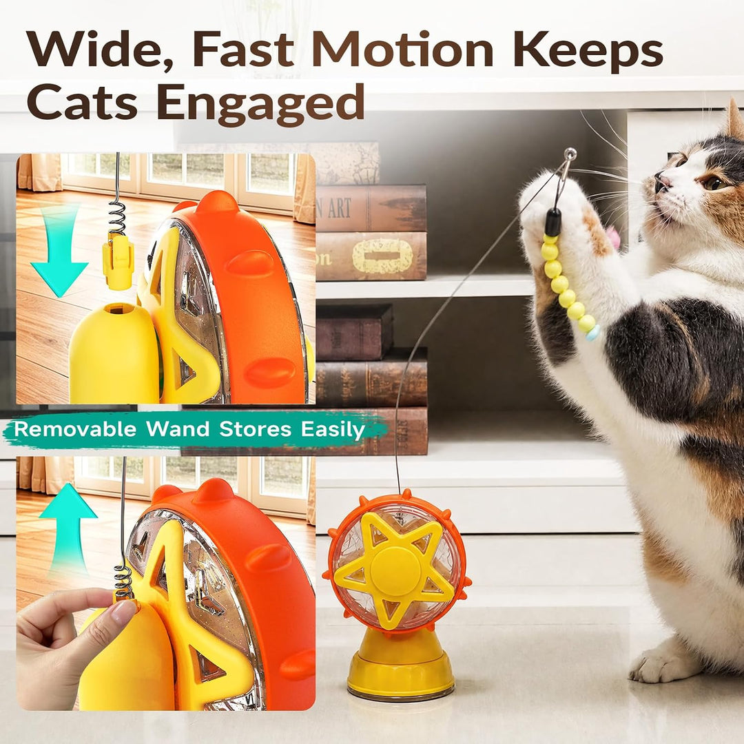 360° drehbarer Windmühlen-Futterpuzzle für Katzen und Hunde – Interaktiver Leckerli-Spender mit star