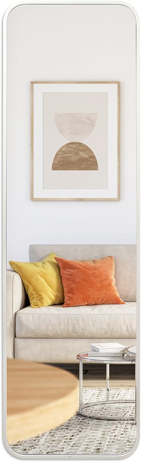 EXYGLO 120 x 35cm Wandspiegel Ganzkörperspiegel mit Metallrahmen, HD Spiegel Hängespiegel für Schlaf