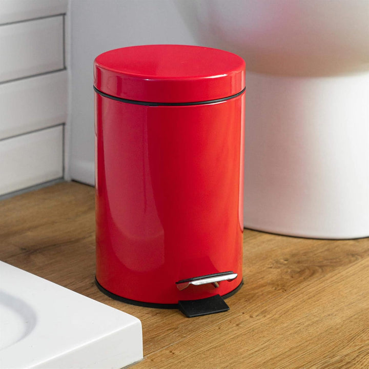Harbour Housewares Runde Badezimmerpedalbehälter - 3L - Rot, rot