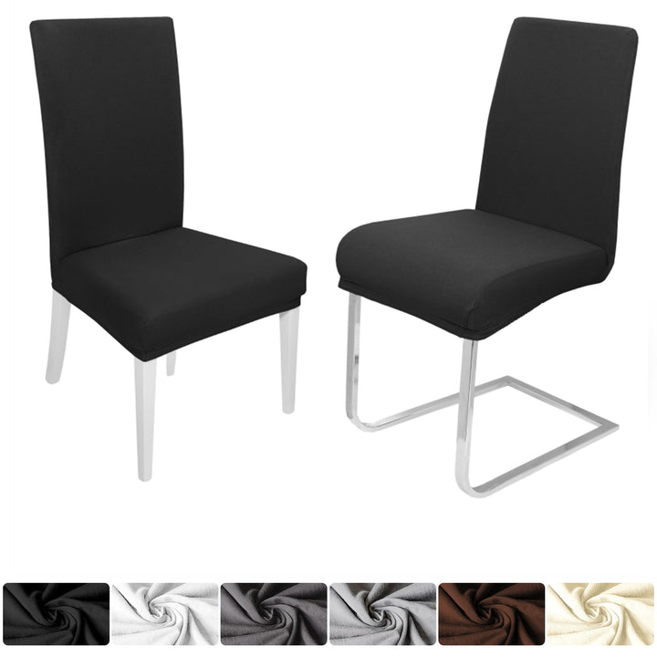 DecoHomeTextil Universal Stretch Uni Stuhlhusse Stuhlhussen Husse Hussen mit 200g/m² 6er Set Schwarz