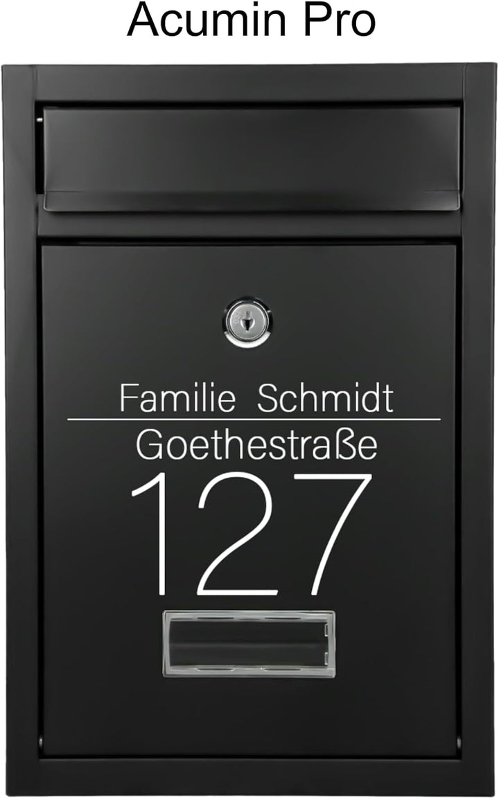 Verda Designer Briefkasten personalisiert 32 x 21,5 x 8,5cm, UV-Farbe, Edelstahl, Postkasten, Wandbr