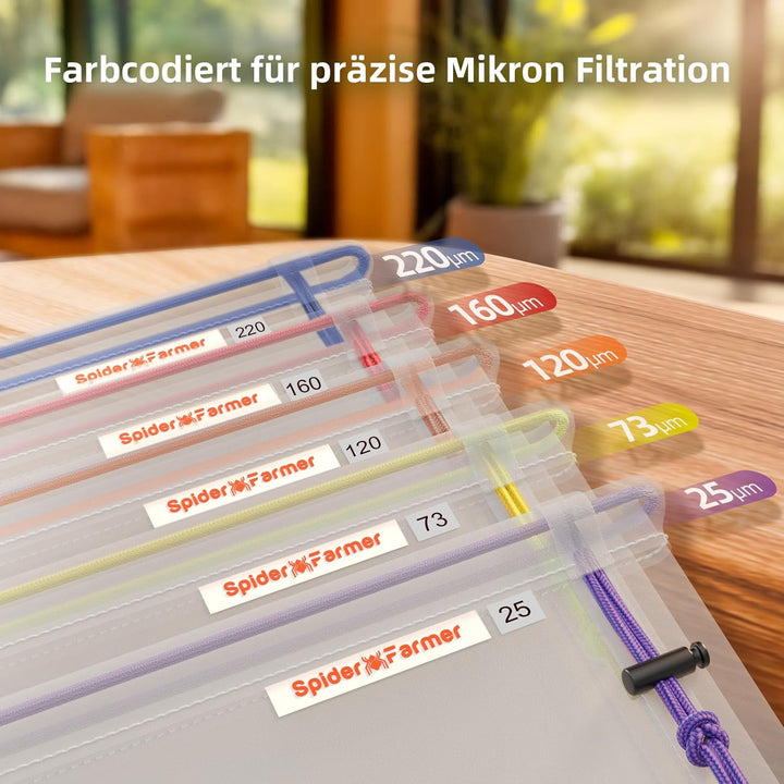 Spider Farmer 5 Gallonen All Mesh Bubble Bag Set mit Presssieb und Aufbewahrungstasche,Filterbeutel