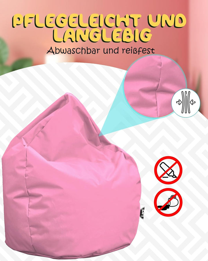 PATCH HOME Sitzsack Tropfenform mit Reissverschluss Nachfüllbar - für In & Outdoor - mit Styropor Fü