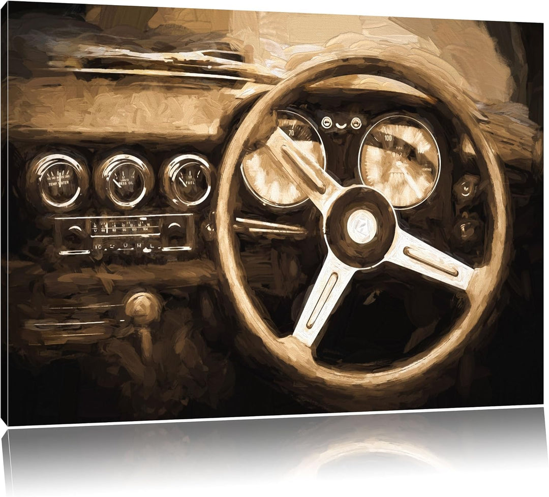 Pixxprint Olditmer von innen 100x70cm Leinwandbild Wandbild Kunstdruck, 100x70