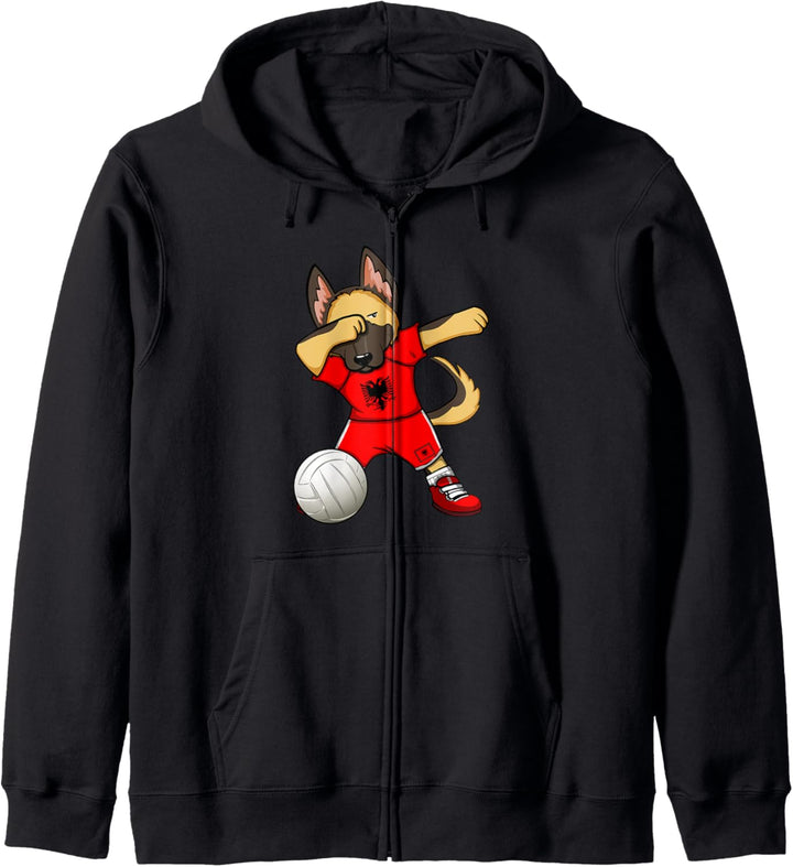 Dabbing German Shepherd Albania Volleyball Fans Trikot Sport Kapuzenjacke