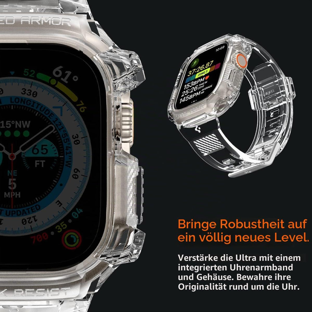 Spigen Rugged Armor Pro Hülle mit Band für Apple Watch Ultra 3/2/1 49mm | TPU-Unibody-Hülle mit Armb