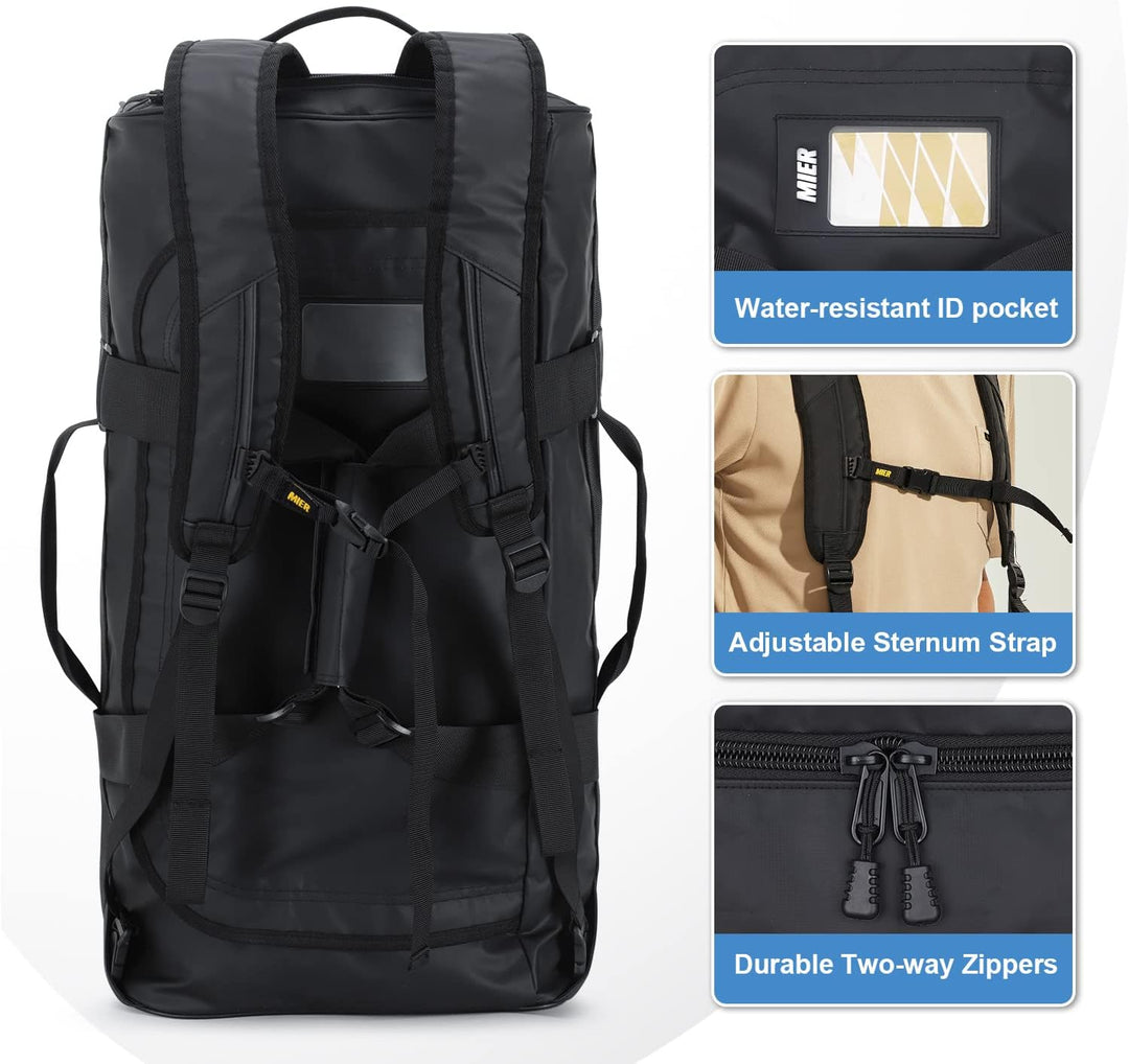 MIER Sporttasche Herren Wasserresistente Reisetasche 60L gross Heavy Duty Convertible Sportrucksack