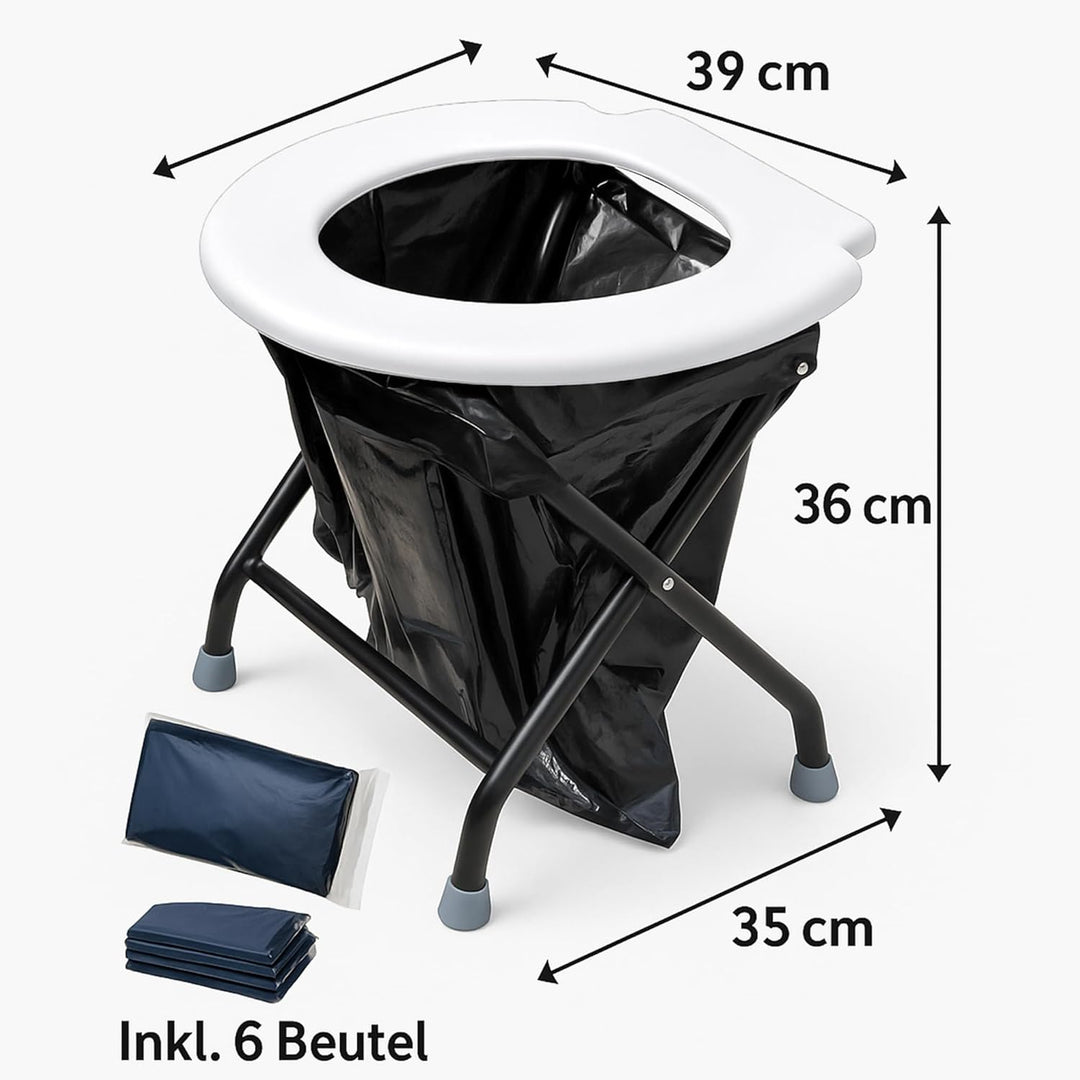 YACHTICON Mobile Klapptoilette – Faltbare Campingtoilette & Trockentoilette mit 6 Beuteln – kompakte
