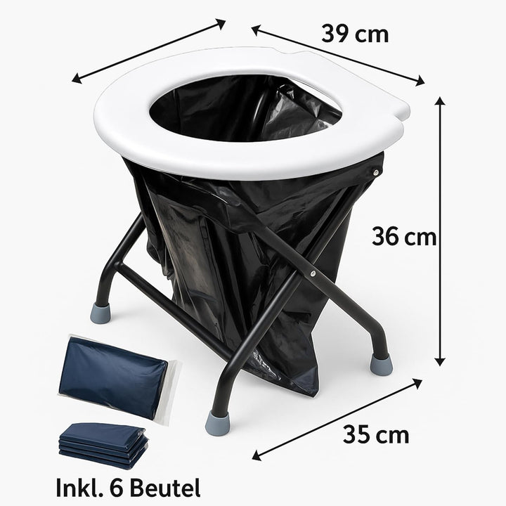 YACHTICON Mobile Klapptoilette – Faltbare Campingtoilette & Trockentoilette mit 6 Beuteln – kompakte