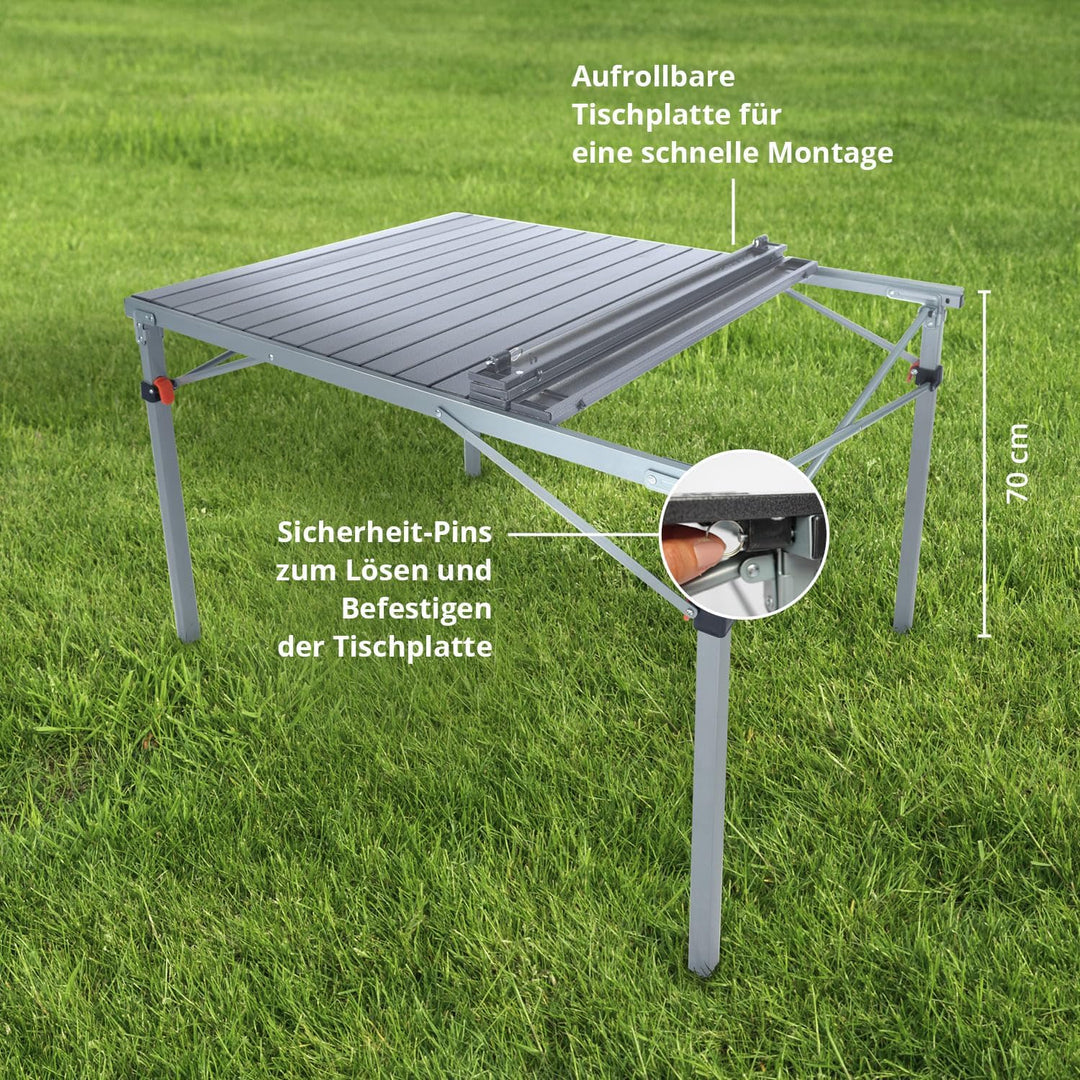Skandika Aluminium Klapptisch Maikku | Alu Campingtisch für 6 Personen, 80 kg Traglast, 107 x 70 x 7