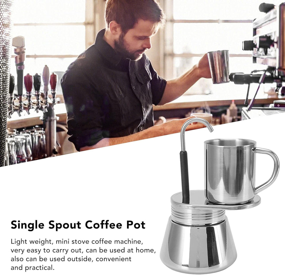 Herdplatten-Espressokocher, Mini-Edelstahl-Moka-Topf-Set 1 Tasse, Italienischer Mokka-Kaffeebereiter
