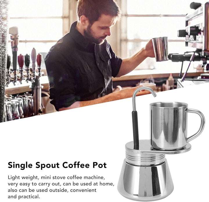 Herdplatten-Espressokocher, Mini-Edelstahl-Moka-Topf-Set 1 Tasse, Italienischer Mokka-Kaffeebereiter