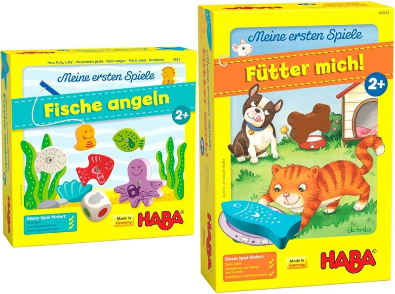 Haba 4983 - Meine ersten Spiele Fische Angeln, ab 2 Jahren & 305473 - Meine ersten Spiele – Fütter M