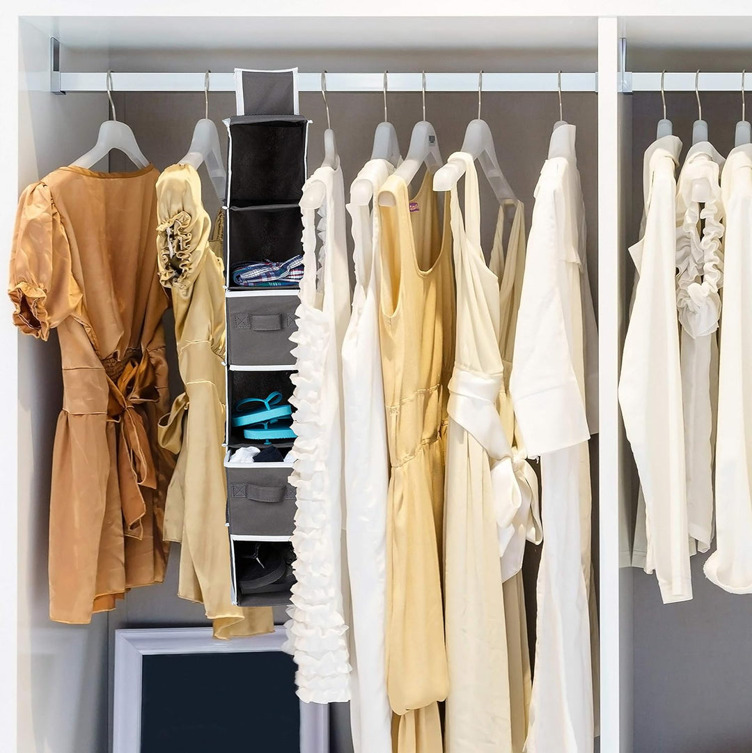 Relaxdays 1 x Hängeregal Stoff, Hängeaufbewahrung, 6 Fächer, 2 Schübe, für Kleiderschrank, HxBxT: ca