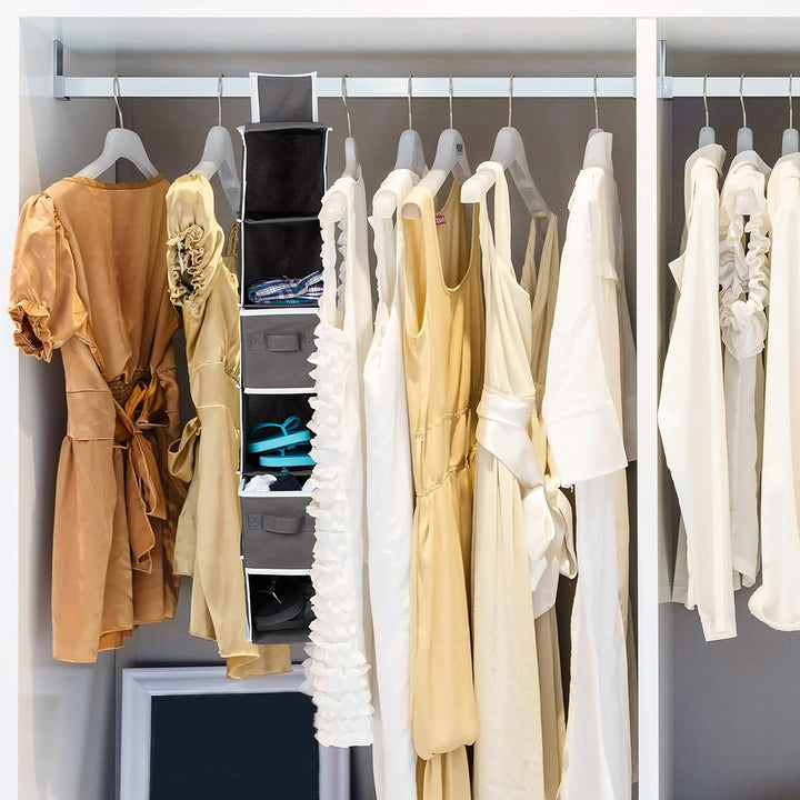Relaxdays 1 x Hängeregal Stoff, Hängeaufbewahrung, 6 Fächer, 2 Schübe, für Kleiderschrank, HxBxT: ca