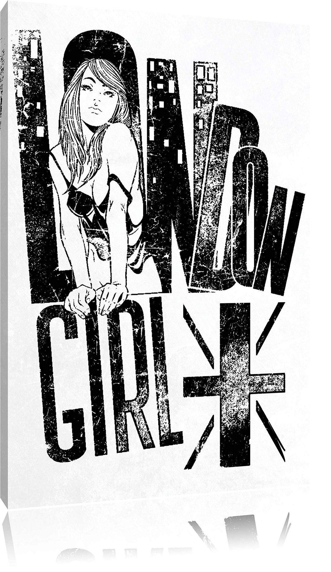 Pixxprint London-Girl White Bild auf Leinwand, XXL riesige Bilder fertig gerahmt mit Keilrahmen, Kun