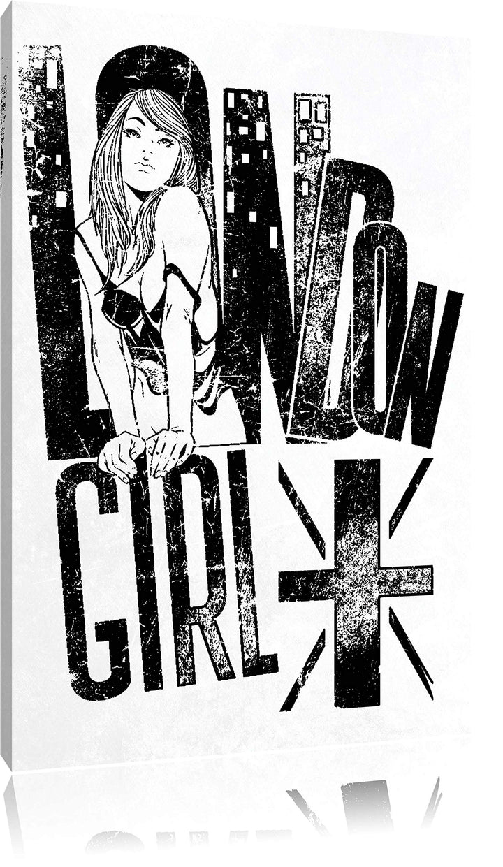 Pixxprint London-Girl White Bild auf Leinwand, XXL riesige Bilder fertig gerahmt mit Keilrahmen, Kun