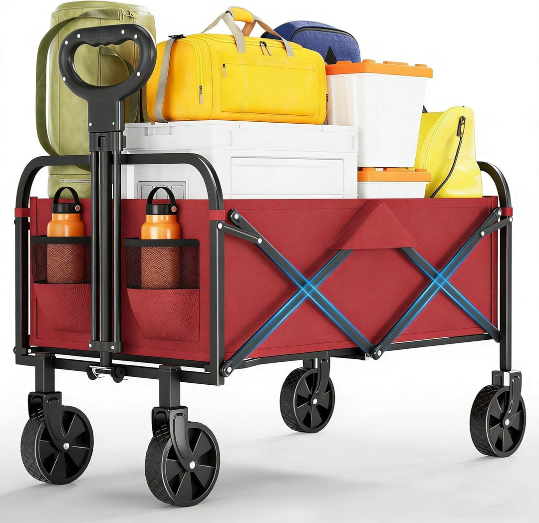 Robuster Faltwagen 220 l Tragkraft 172 kg Rot | Allzweckwagen Tragkraft, zusammenklappbar, tragbar f